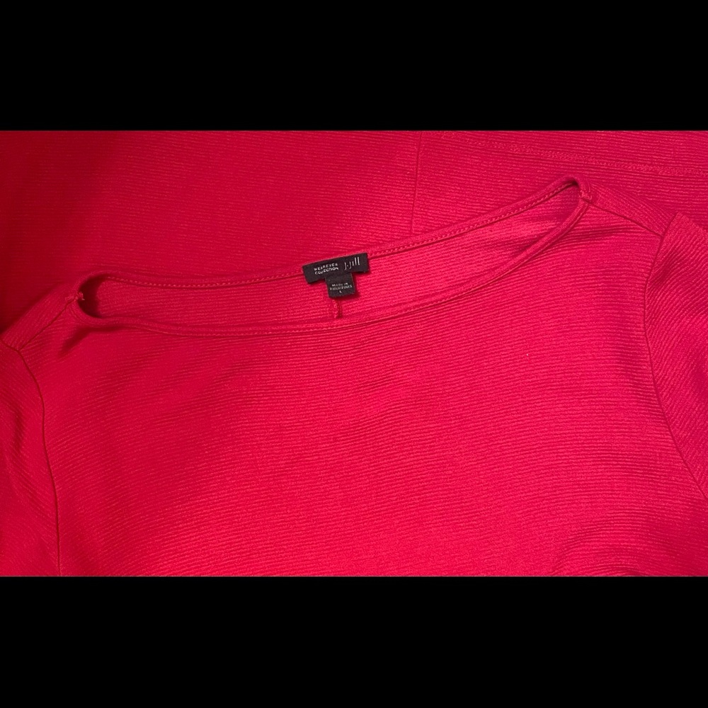 J Jill Wearever Top Red Shirt Long Sleeve Tunic Rayon Size Large.